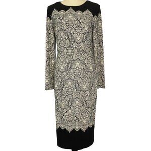 Liz Claiborne Career Women's 8 Black & White Long Sleeve Shift Dress